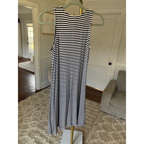 Old Navy Midi Dress Striped Black White Sleeveless Parisian Scandi Academia S - Picture 5 of 6